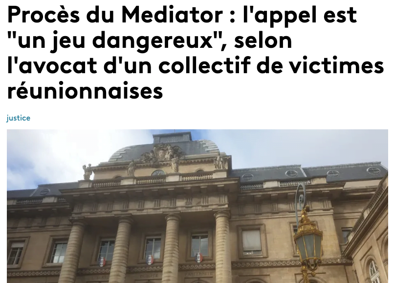  Procès du Mediator : l’appel est “un jeu dangereux”, selon l’avocat d’un collectif de victimes réunionnaises