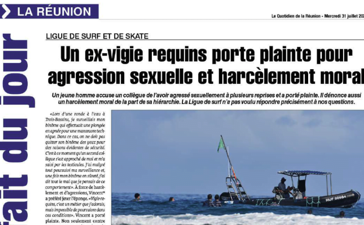  Un ex-vigie requins porte plainte pour agression sexuelle et harcèlement moral