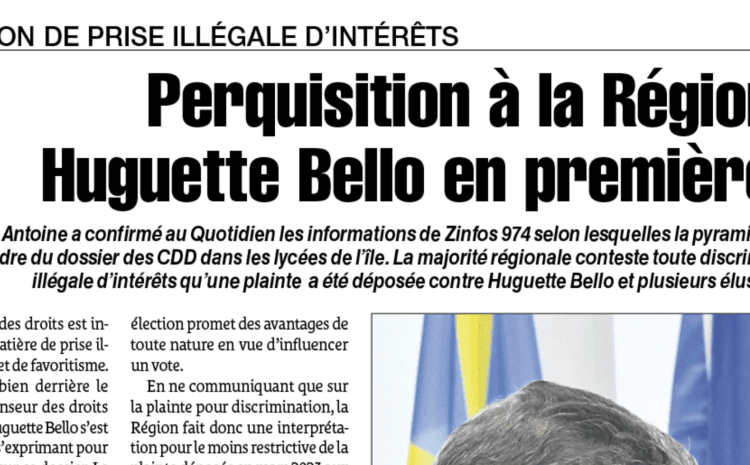  Perquisition à la Région : Huguette Bello en première ligne