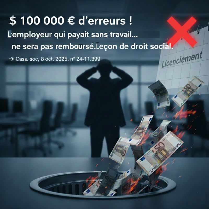  𝟭𝟬𝟬 𝟬𝟬𝟬 € d&rsquo;erreurs ! L’employeur qui payait sans travail… ne sera pas remboursé.